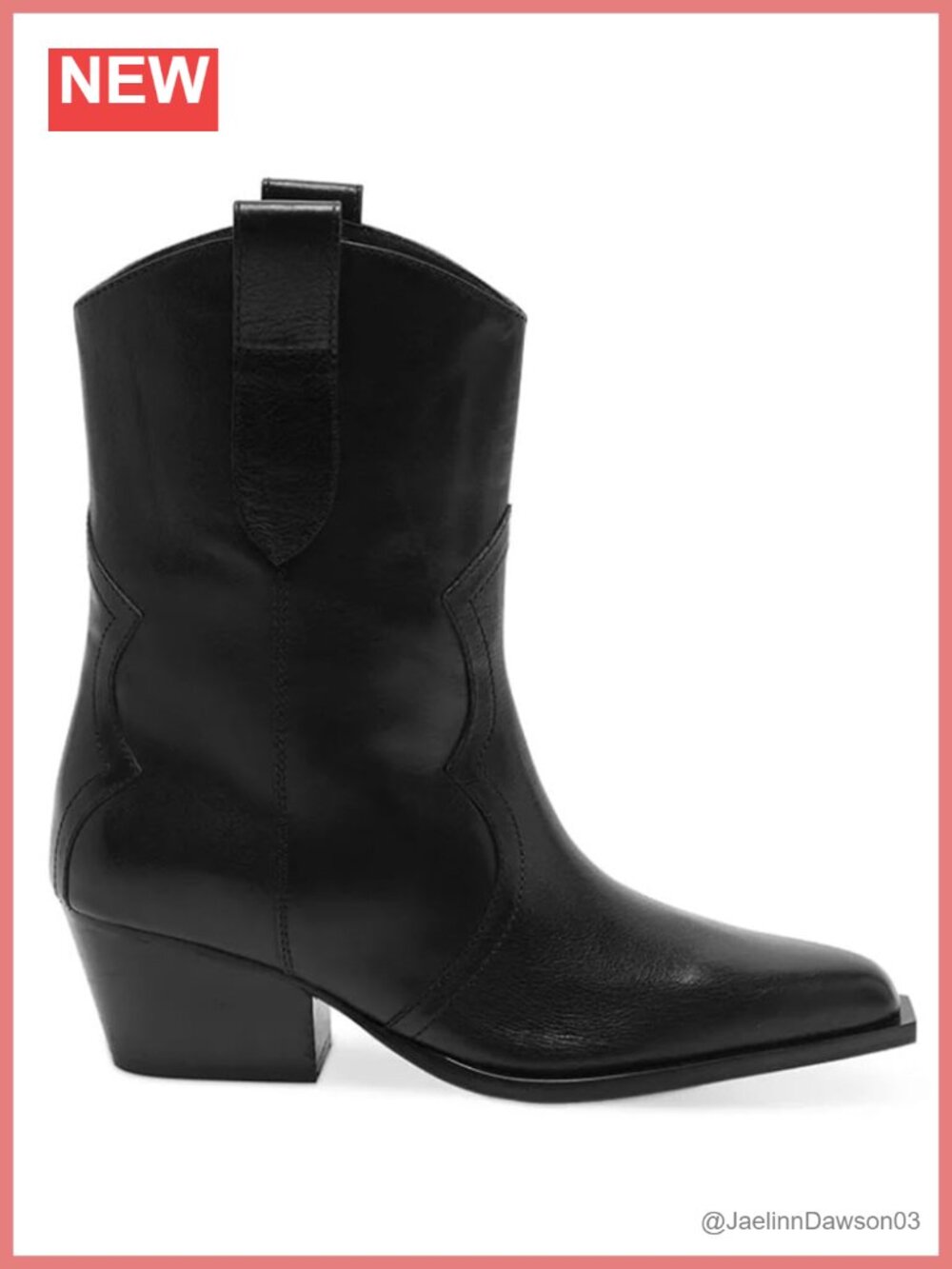 Leather Western Cowboy Ankle Boots Pointed Toe Block Heel